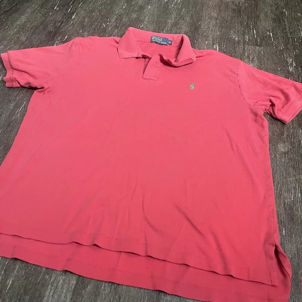 Polo‎ Ralph Lauren Polo Shirt Mens XL Pink Short Sleeve Green Pony Soft Cotton